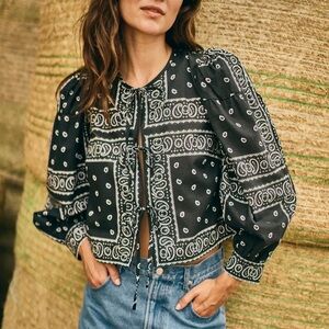 Hunter Bell KATIE TOP Tie Front Bandana Print Top NEW